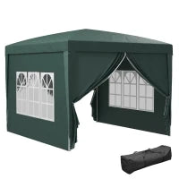 Gazebo 3x3 m da Giardino Impermeabile in Acciaio con Copertura in tessuto Oxford, Verde