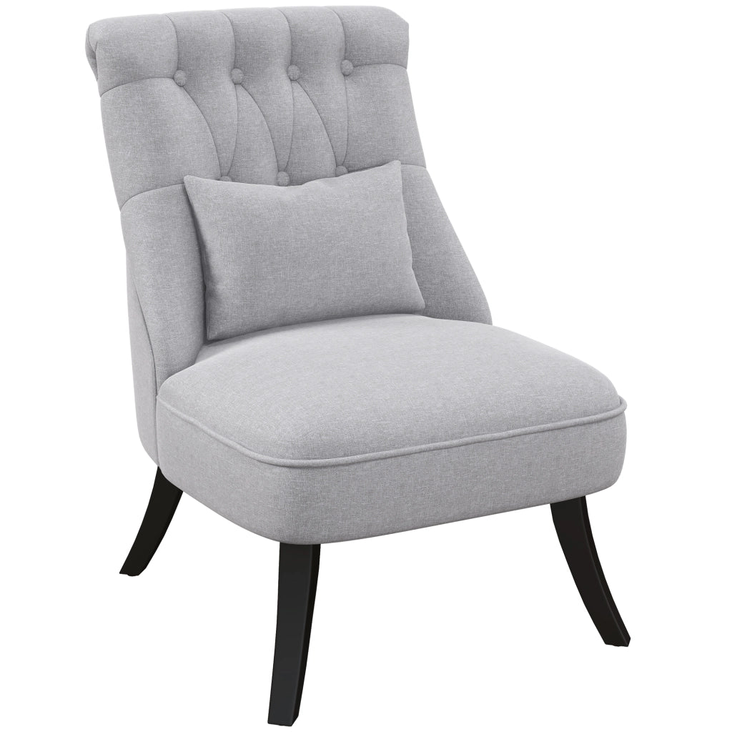 Poltrona relax imbottita in lino grigio, stile vintage, 52,5x69x77 cm