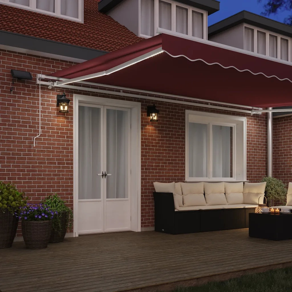Tenda da Sole Retrattile Manuale con LED Bordò 500x300 cm 3214978