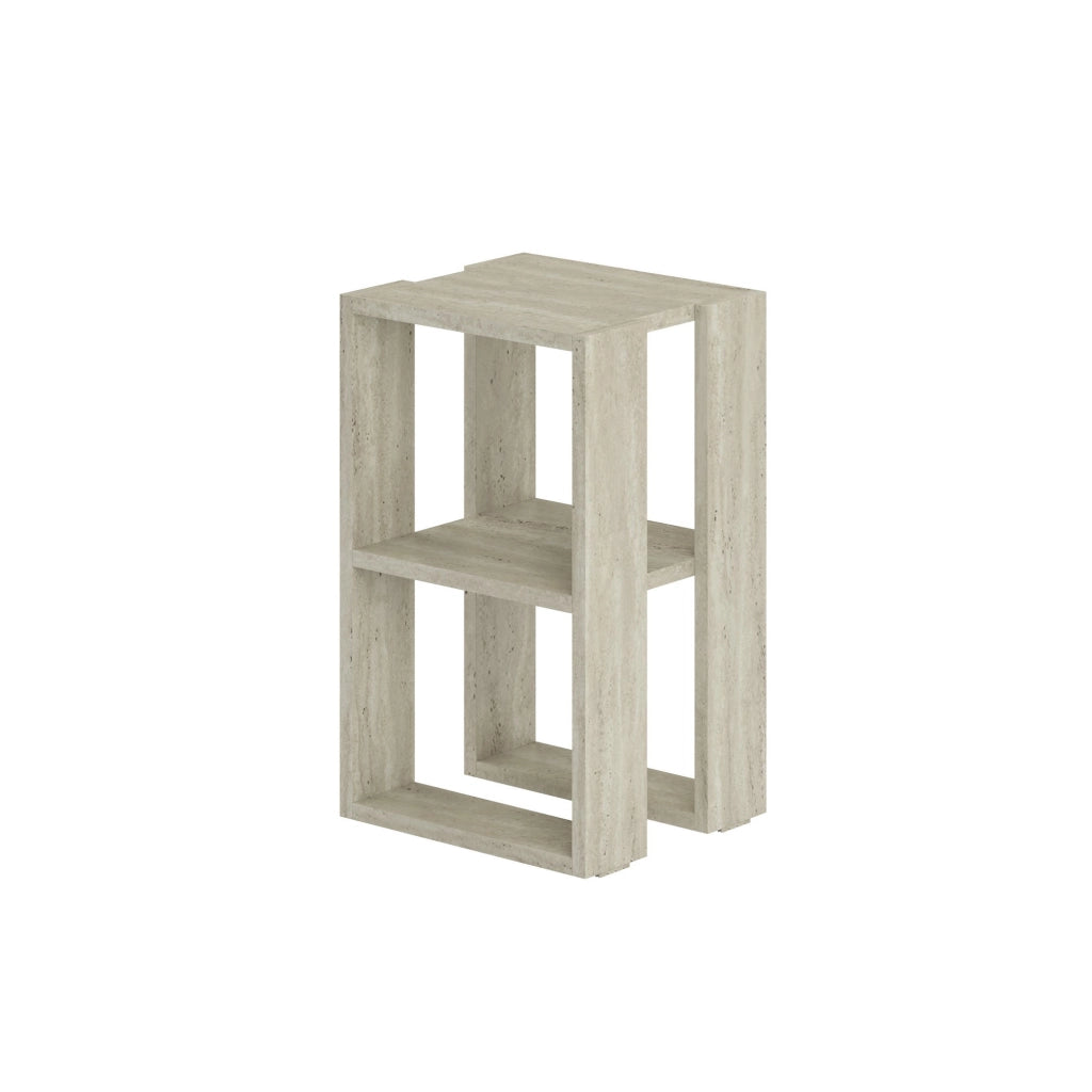 Comodino in legno "Lonie" 30 x 30 x 55 cm - Travertino