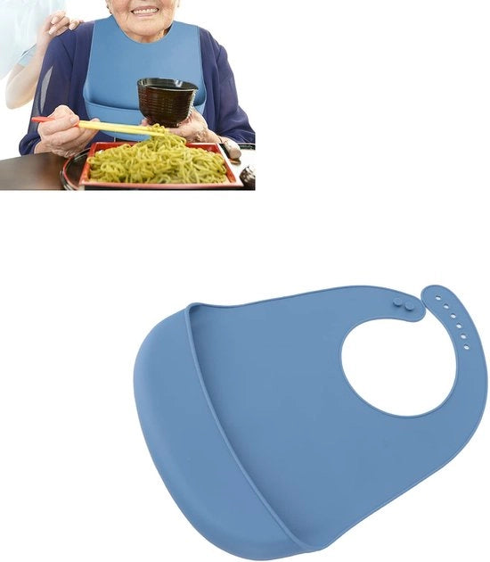 Slab di silicone per adulti, protettore di abbigliamento impermeabile in silicone, slab di silicone lavabile con contenitore di raccolta, protettore di abbigliamento impermeabile per uomini e donne anziani (blu)