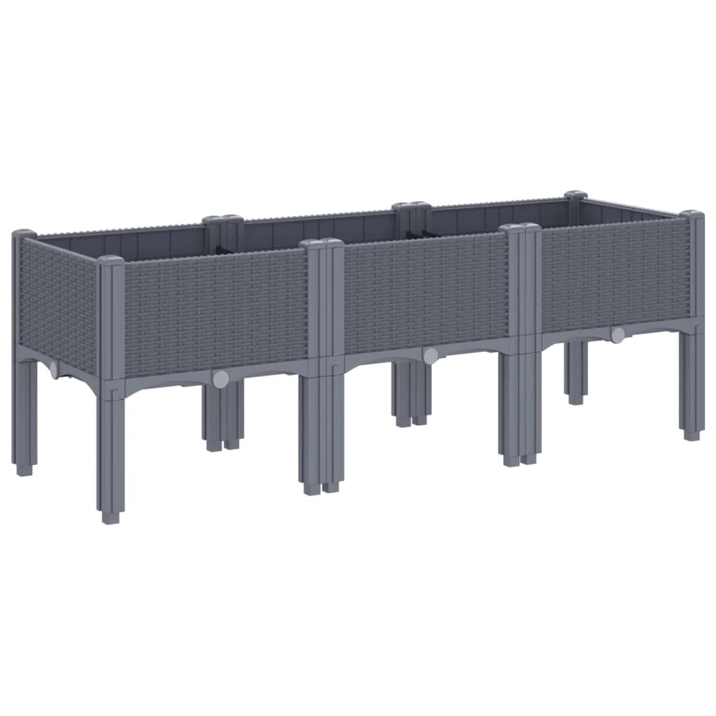 Fioriera rialzata per piante fiori patio giardino con gambe 120 x 40 x 42 cm PP grigio 02_0038150