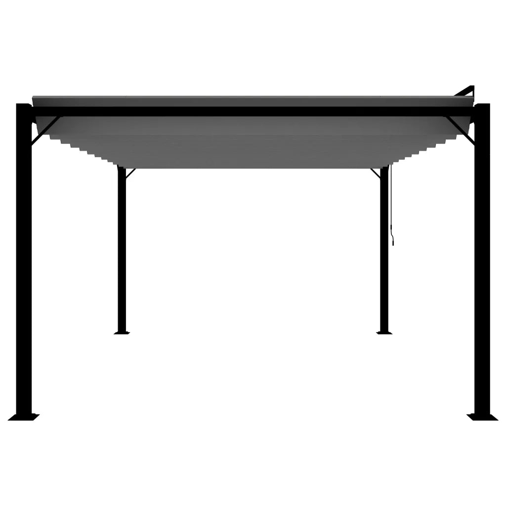 Gazebo con Tetto a Lamelle 3x4 m in Tessuto Antracite/Alluminio 313929