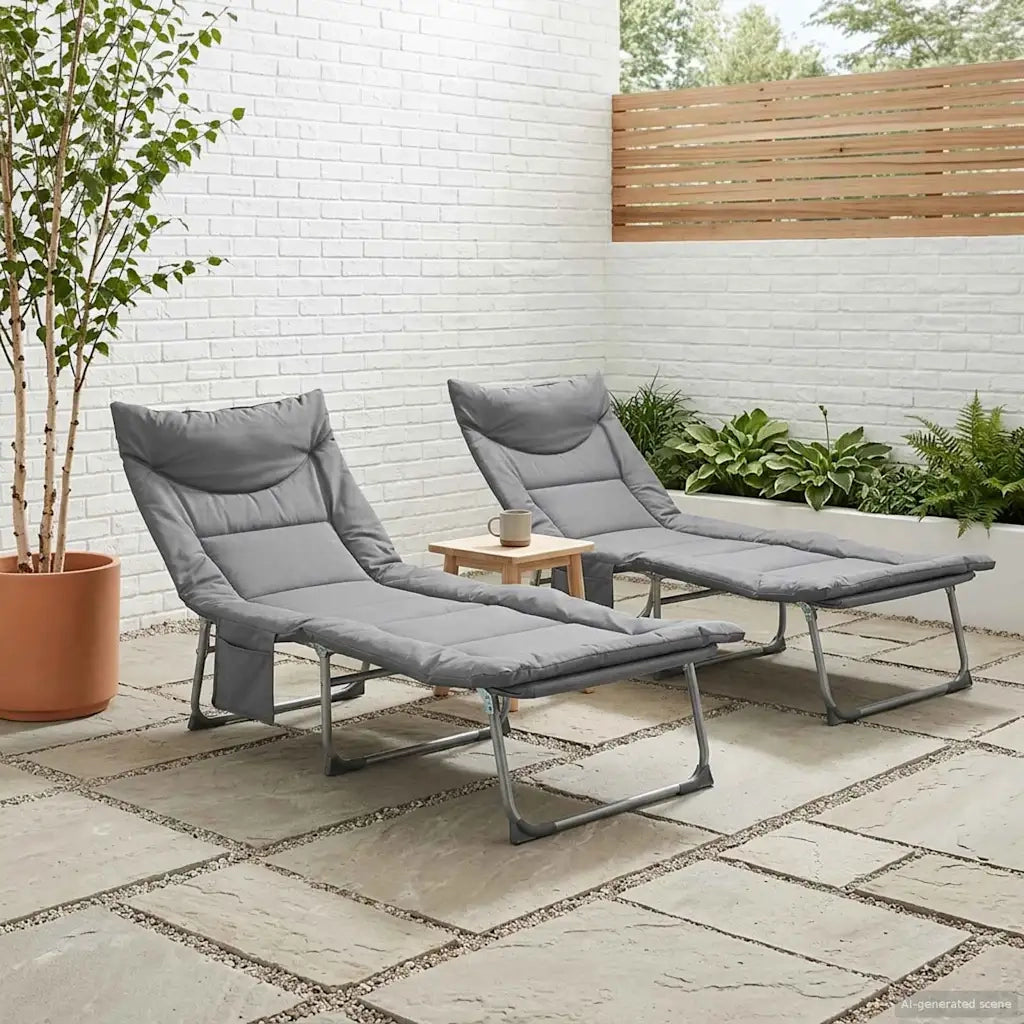 Lettino prendisole pieghevole con cuscino 2 pz Antracite 42032387