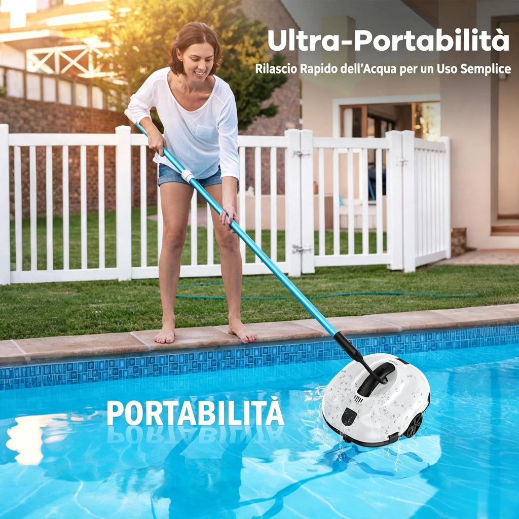 Robot per piscina automatico wireless 5000mAh IPX8 130min 3L rientro automatico bordo