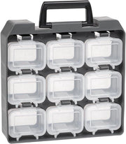 Sistema di caricamento Cassetto di stoccaggio DIY 9 compartimenti con viti rimovibili e supporto per cinghia - facile da trasportare - Unità di garage Cassetto UC-9 - Grigio Nero sistema di caricamento