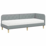 Letto singolo | Letto per adulti | Cornice del letto ad angolo Grigio chiaro 80 x 200 cm Tessuto