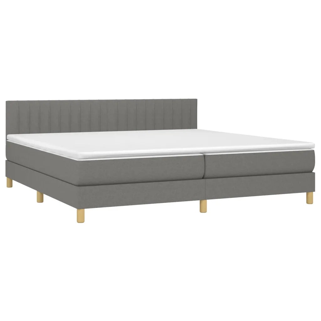 Letto a Molle Materasso e LED Grigio Scuro 200x200cm in Tessuto cod mxl 57743