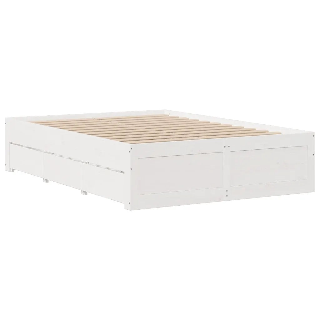 Giroletto senza Materasso con Cassetti Bianco 140x200 cm Pino