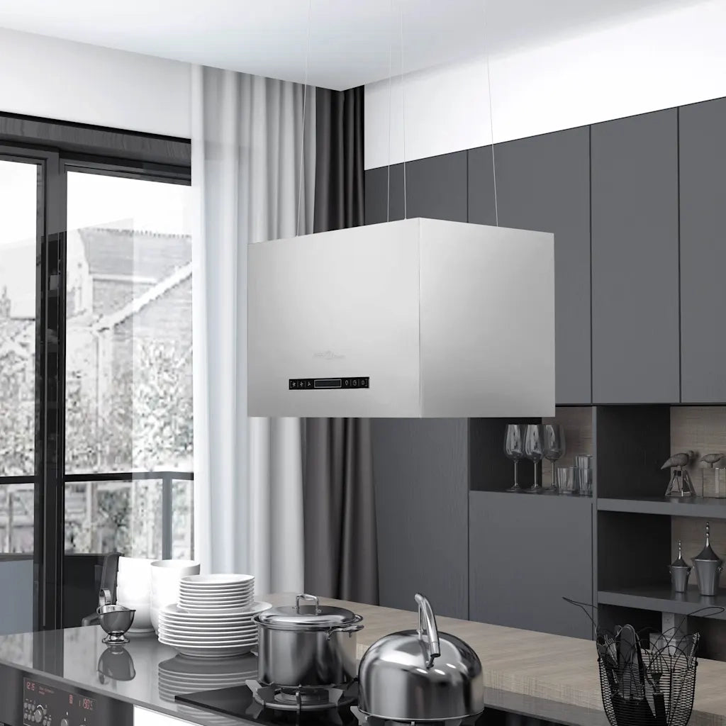 Cappa da Cucina ad Isola Sospesa LCD con Sensore-Cappa a Isola 55 cm Acciaio