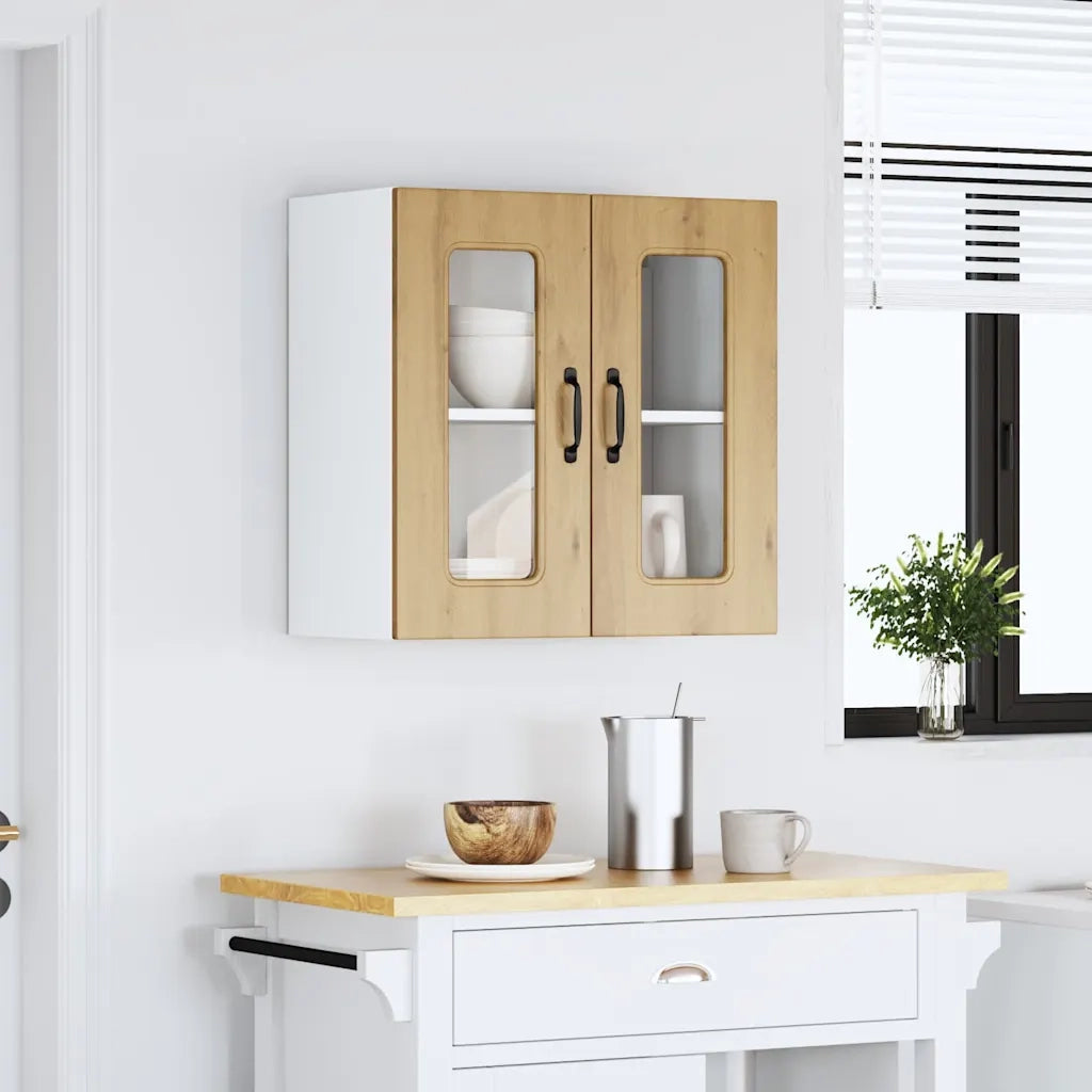 Pensile da Cucina con Porta in Vetro Kalmar Rovere Artigianale 853676