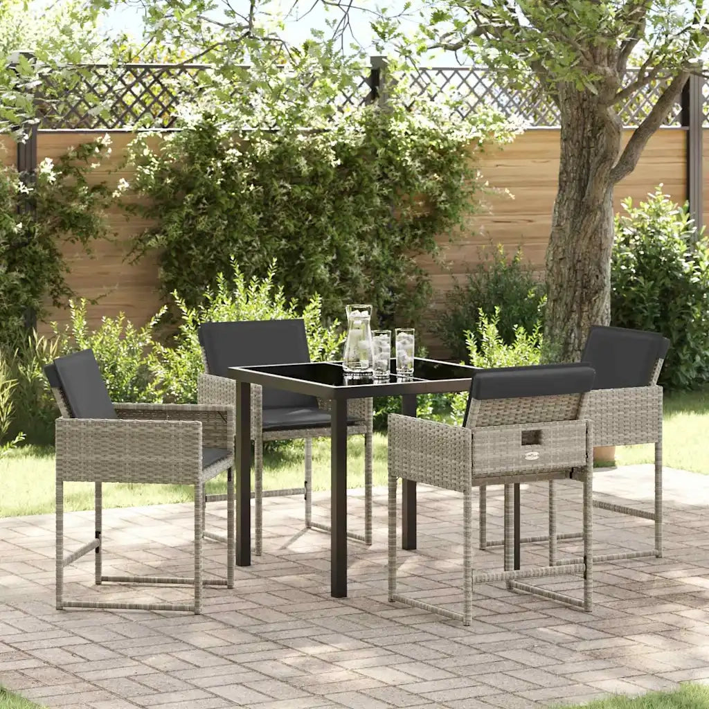 Set da Pranzo per Giardino 5 pcs Grigio chiaro polyrattan 3380024