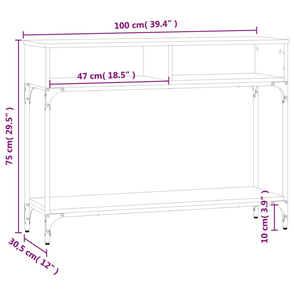 Tavolino Consolle Grigio Sonoma 100x30,5x75cm Legno Multistrato 833391