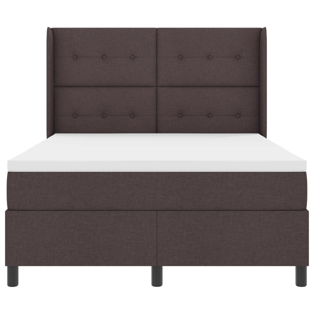 Letto a Rete con Materasso e LED Marrone Scuro 160x200 cm Tessuto