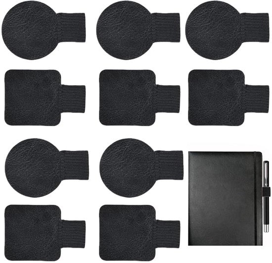Decine di penne in astuccio, astuccio in pelle adesiva, clip per penne in gomma elastica, astuccio quadrato adesivo, accessori per stilo, astuccio rotondo
