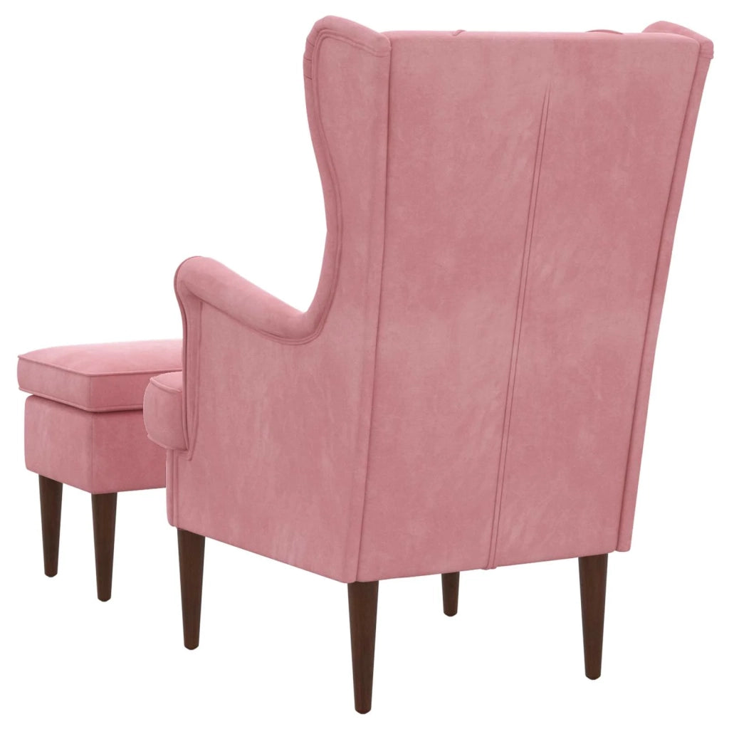 Poltrona con Ottomano 2 pz Rosa Velluto 3418850