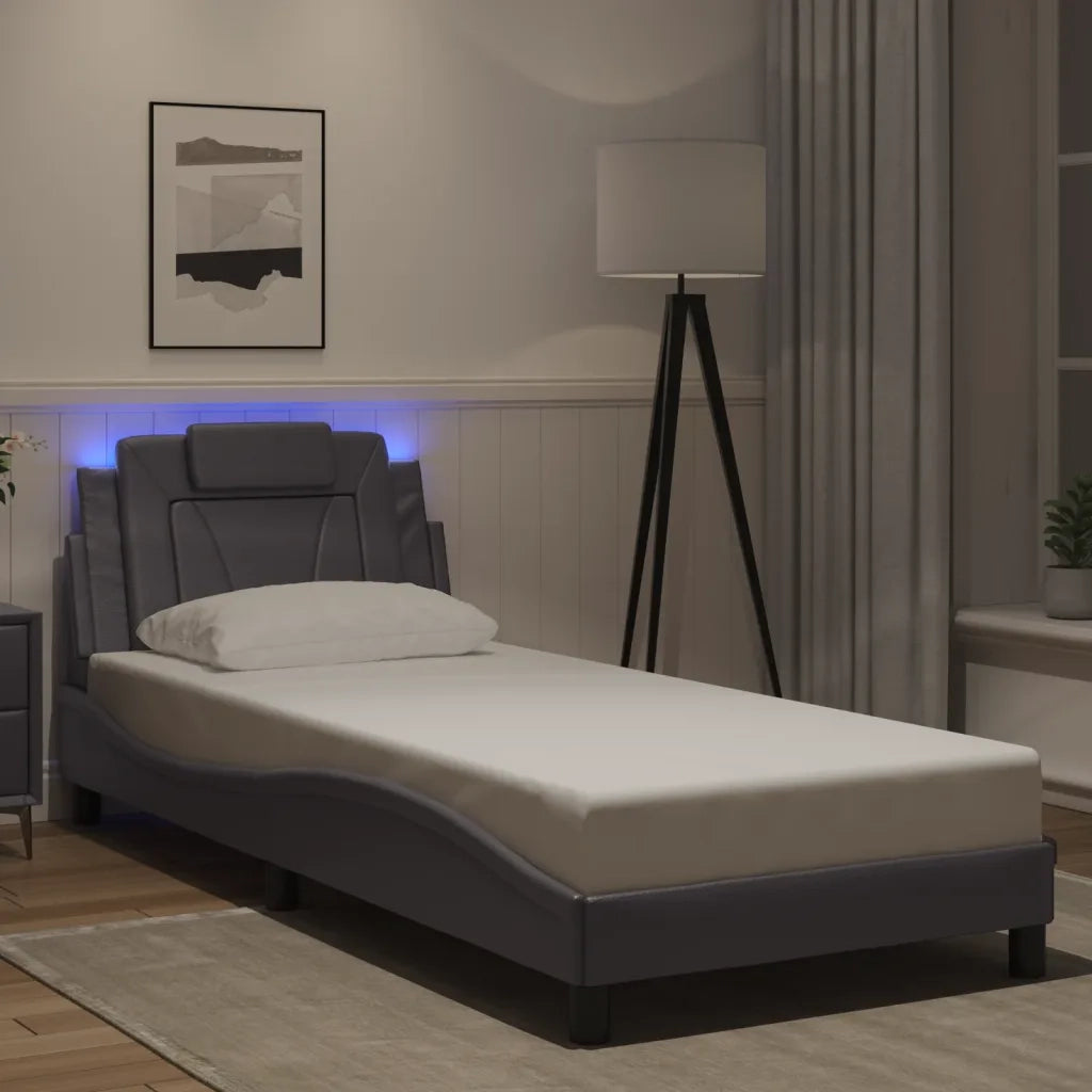 Giroletto con Luci LED Grigio 90x190 cm in Similpelle