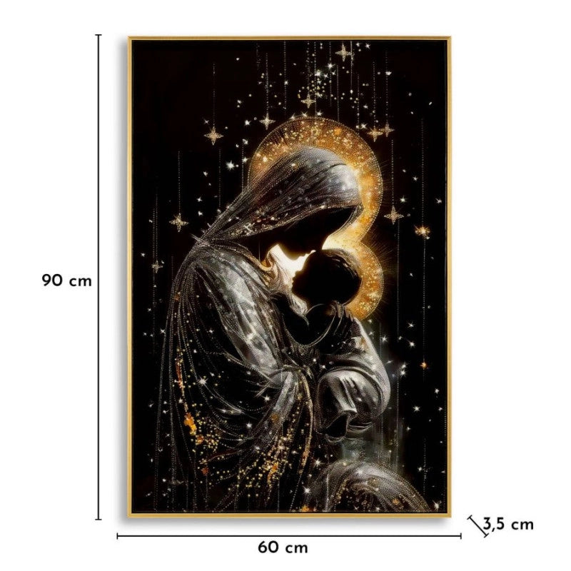 Stampa Decorata Su Tela Laccata Con Cornice Maternity -b- cm 60x3,5x90
