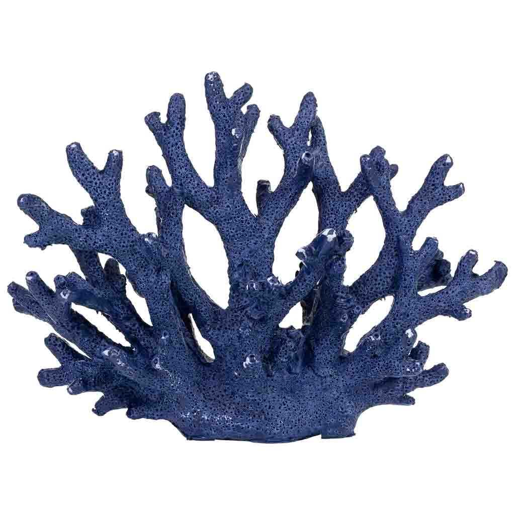Statuina decorativa in resina blu a forma di corallo, 18,5x7x12 cm