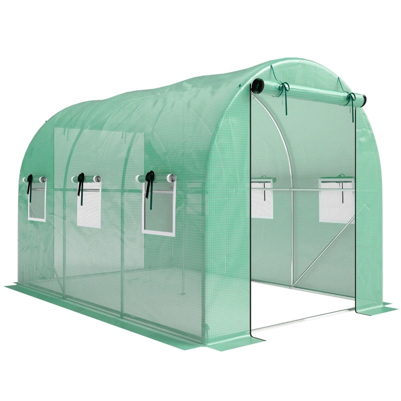 SERRA 200x300x200 cm in PE Verde con 2 porte arrotolabili e 6 finestre