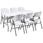 Set da pranzo da giardino a 6 posti Materiale sintetico bianco 180 x 74 Tavolo e 4 sedie pieghevoli con gambe in metallo