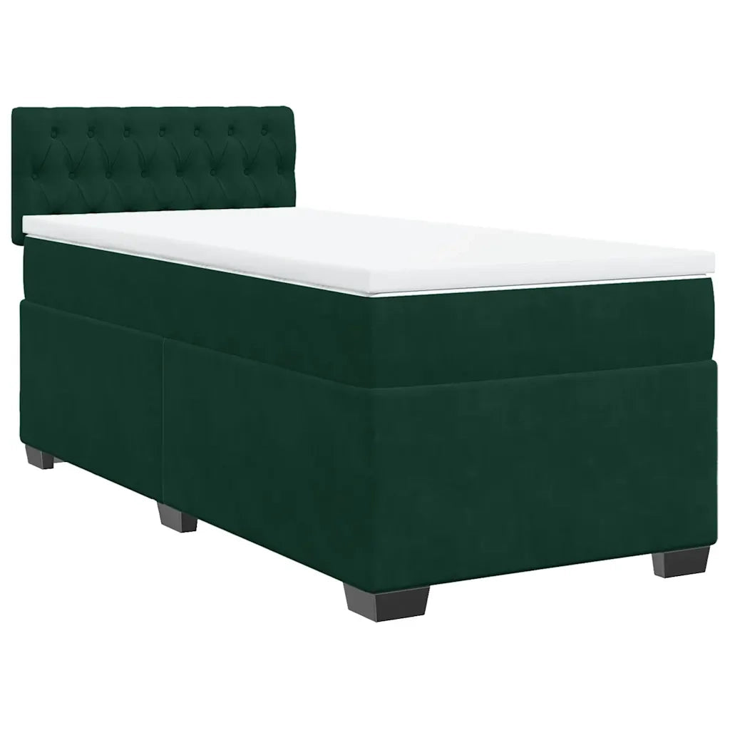 Letto singolo | Letto per adulti | Giroletto a Molle con Materasso Verde Scuro 80x200 cm Velluto