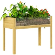 Fioriera Rialzata da 118L con 2 Fori di Drenaggio e Pareti Trasparenti, in Legno di Abete, 110x50x80 cm