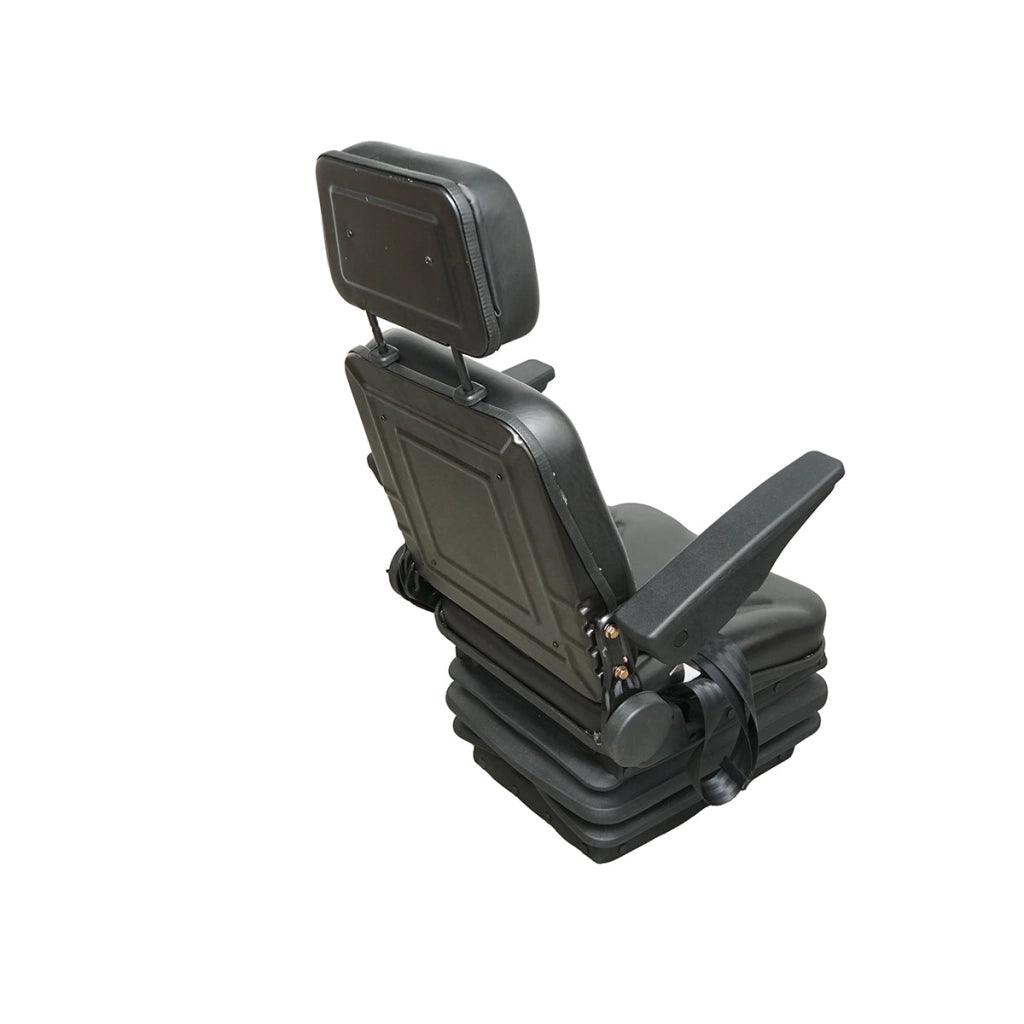 Sedile universale regolabile per peso 50-130 kg, con braccioli e schienale ribaltabile 50-90° per trattore, macchine agricole, industriali e carrelli elevatori.