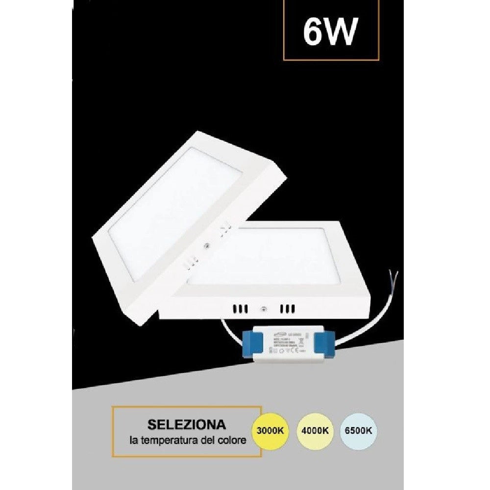 Trade Shop - Plafoniera Pannello Led Quadrato 6 Watt Cct Tre Colorazione Di Luce P120b-q3c -