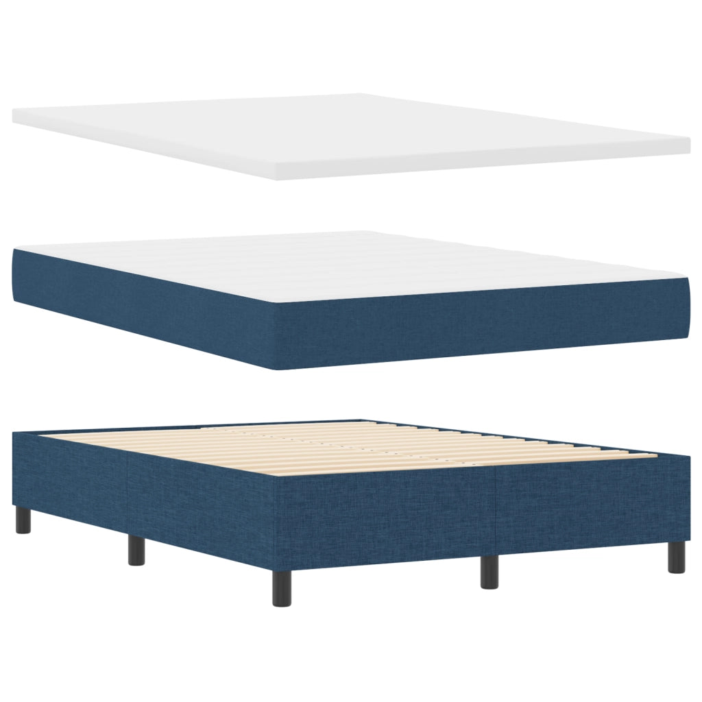 Letto Box Spring con Materasso Blu 140x190 cm Tessuto