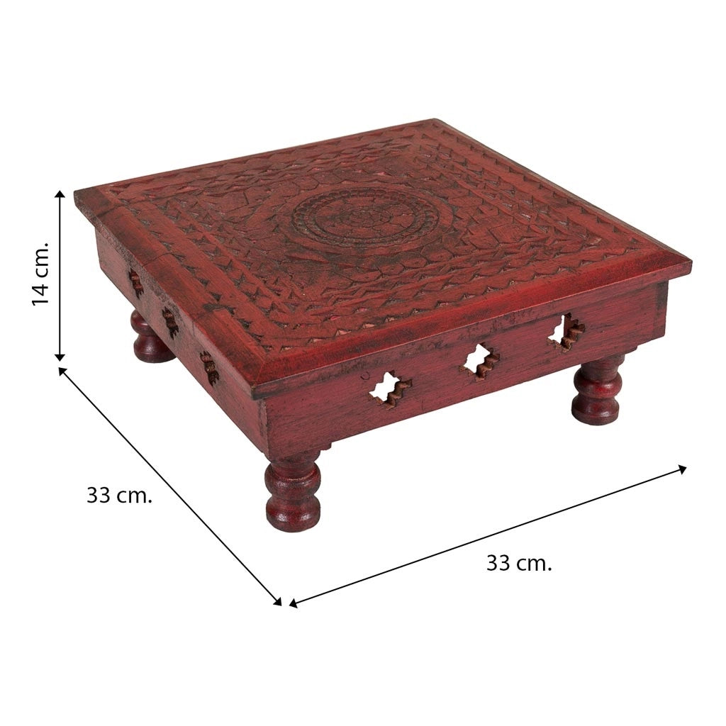 Tavolino in legno rosso 33x33x14h
