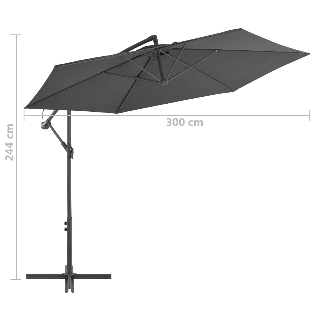 Ombrellone da giardino a sbalzo con palo in alluminio antracite da 300 cm 02_0008649