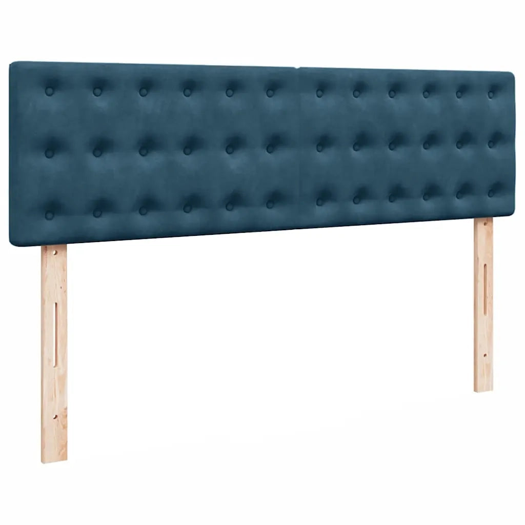 Struttura Letto Pouf con Materasso Blu 140x200cm in Velluto 3311925