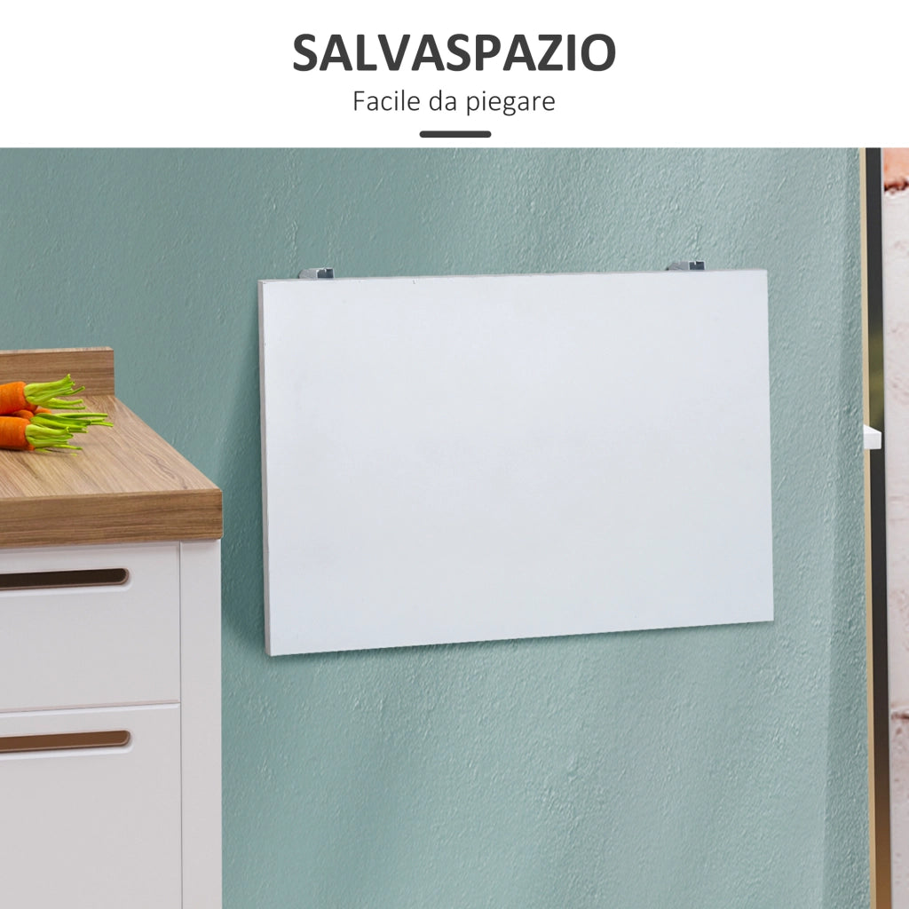 Tavolino Pieghevole Salvaspazio ¨C zephmum ¨C MDF e Metallo Bianco 60x40x20cm
