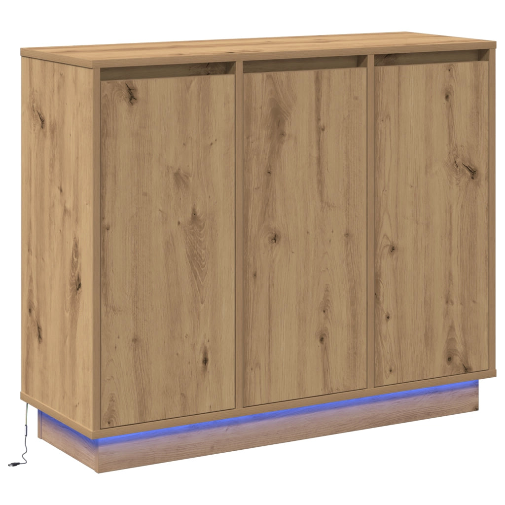 Mobile con LED in Rovere Artigianale 90x32x75 cm in Legno Ingegnerizzato