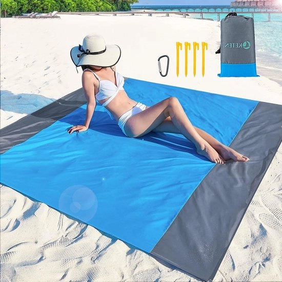 Matrice da picnic extra grande resistente al sabbia 79" x 83" - tappeto da campeggio per 4-7 adulti - ombrello da viaggio portatile per viaggi, campeggio, escursioni