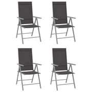 Set Mobili Pranzo Giardino 5pz | Set Salotto da Giardino Alluminio e Textilene Argento