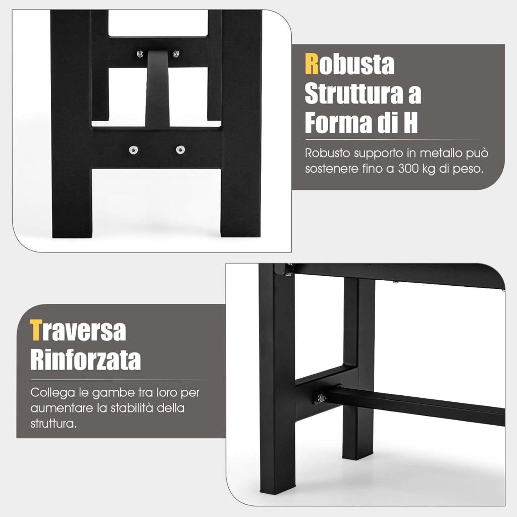 Panchina da Esterno con Sedile HDPE, Panca da Giardino con Telaio in Metallo Verniciato a Polvere, Panchina da Giardino, Parco e Balcone, Portata 300 kg, 120 x 36 x 40,5 cm (Grigio)