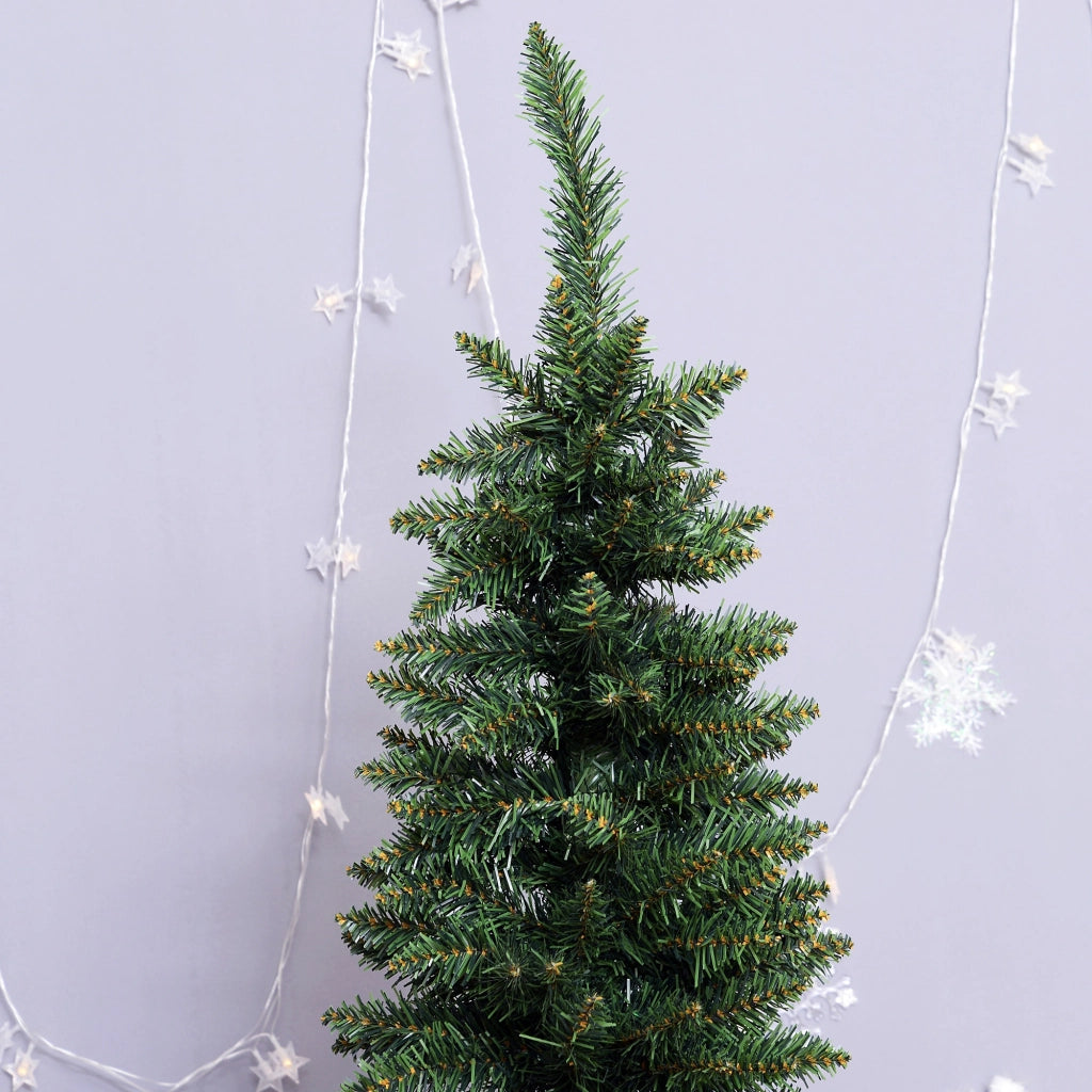 EasyComfort Albero di Natale Slim Artificiale 180 cm con Rami Realistici, Albero di Natale Alto e Stretto con Base Pieghevole, Verde
