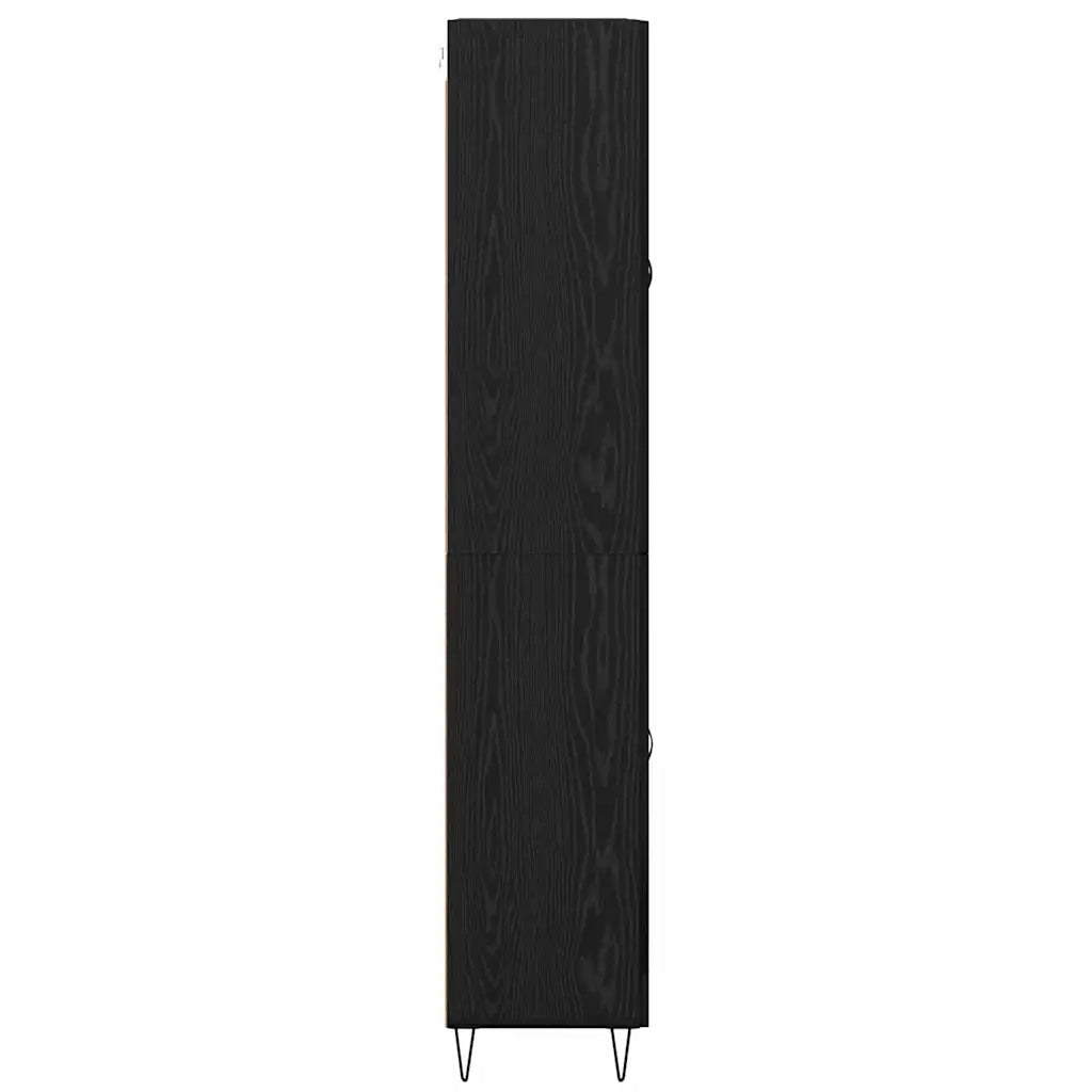 Credenza 2 pcs Rovere Nero Legno ingegnerizzato e vetro