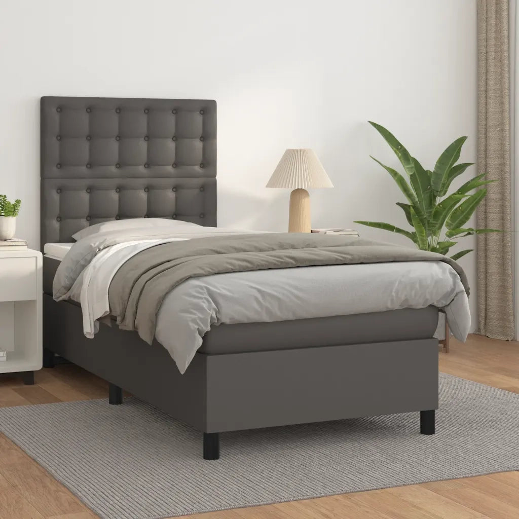 Giroletto a Molle con Materasso-Struttura Letto Grigio 90x190 cm in Similpelle 253607