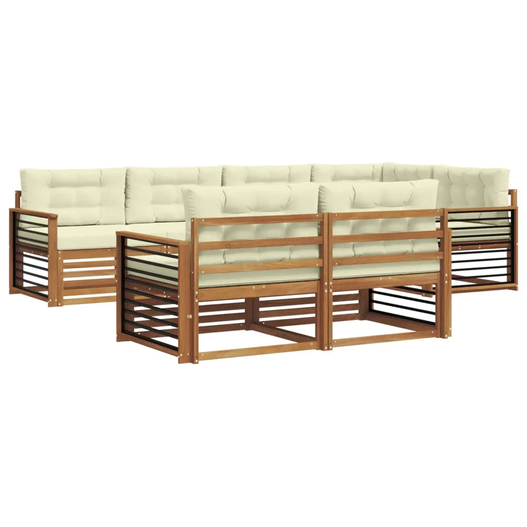 Set di divani da esterno con cuscino 7 pcs Naturale e Crema