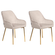 Set di 2 Sedie da Pranzo con Rivestimento in Velluto beige gambe dorate glamour retrò