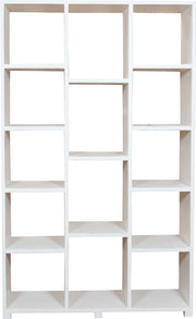 Biscottini Libreria in legno massello di tiglio finitura bianca anticata L121xPR36xH200 cm. Made in Italy