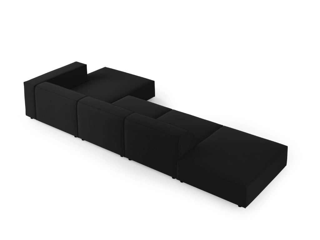 Cosmopolitan Design - Divano angolare destro "Arendal" 5 posti in velluto nero 