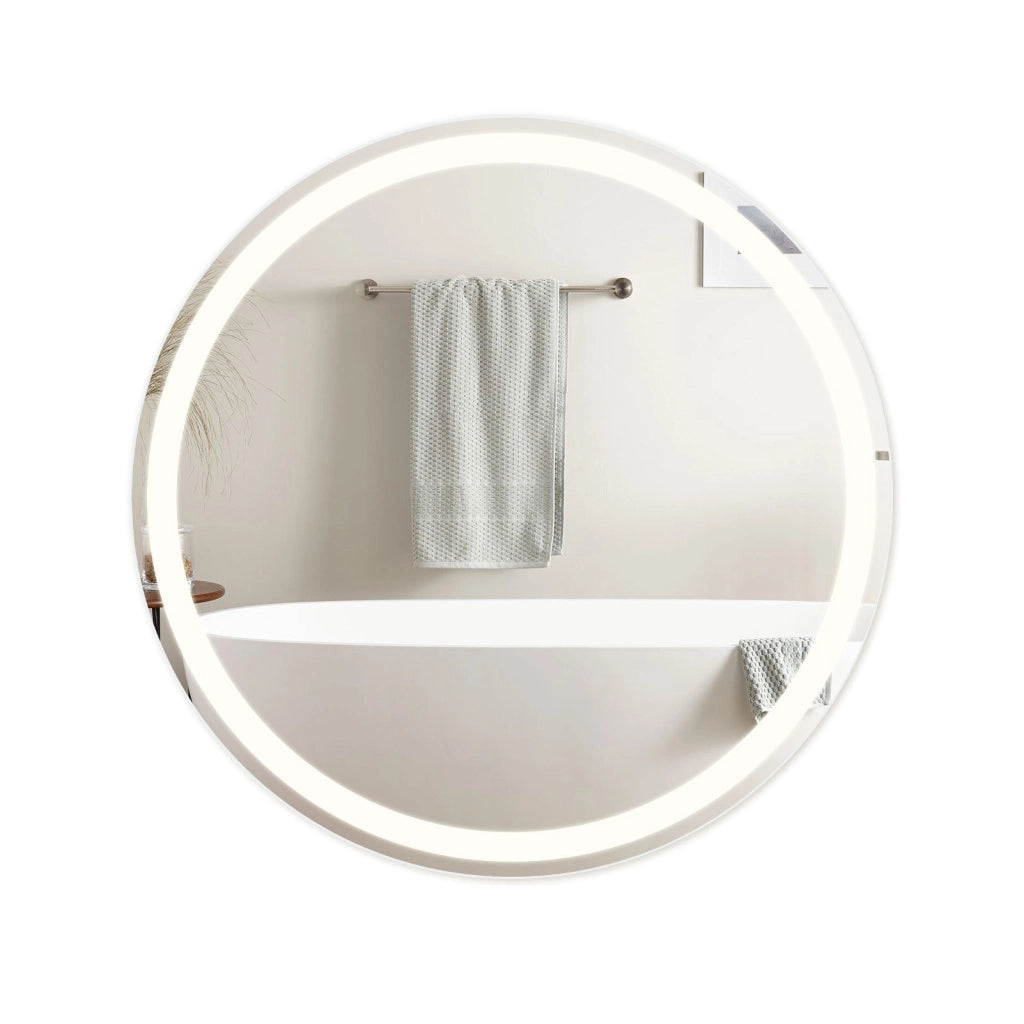 ZMH Specchio da bagno con funzione antiappannamento IP44 Rotondo Bianco Specchio da bagno variabile