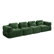 Divano modulare a 4 posti in poliestere con seduta profonda e braccioli ampi e base antiscivolo verde 344 × 93 × 67 cm