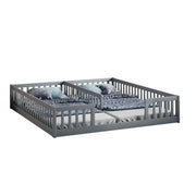 Letto Basso 90 x 200 cm; Letto Singolo con Sponda; Rete a doghe; in Legno e MDF; Grigio