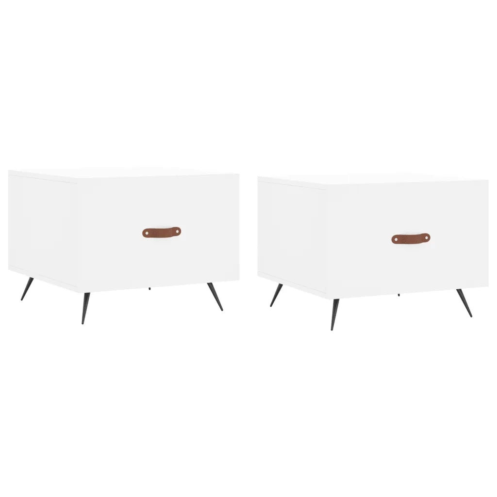 Tavolini da Salotto 2 pz Bianchi 50x50x40 cm Legno Multistrato 829333
