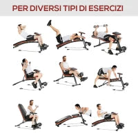 Panca Multifunzione Regolabile per Addominali,  Panca Pesi Palestra per Allenamento Braccia e Gambe 54x160x106cm, Nero e Rosso
